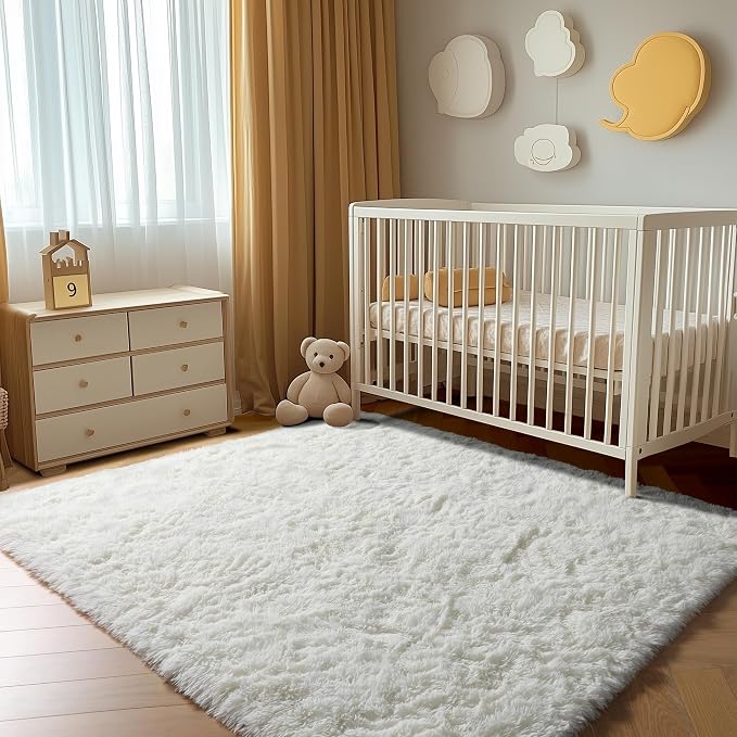 ONASAR Cream White Area Rugs for Bedroom Living Room, Fluffy 4x6 Indoor Bedside - Image 7