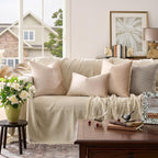 GIGIZAZA 12x20 Lumbar Pillow Covers: Pack of 2 Champagne Beige Throw Pillows - Image 2