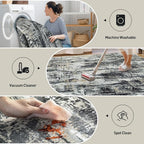 10x14 Area Rugs Washable Rug: Modern Abstract Living Room Rug Soft Anti-Skid - Image 3