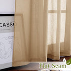 NICETOWN Linen Blend Flax Sheer Window Curtains, Ring Top Semi Sheer Drapes - Image 6