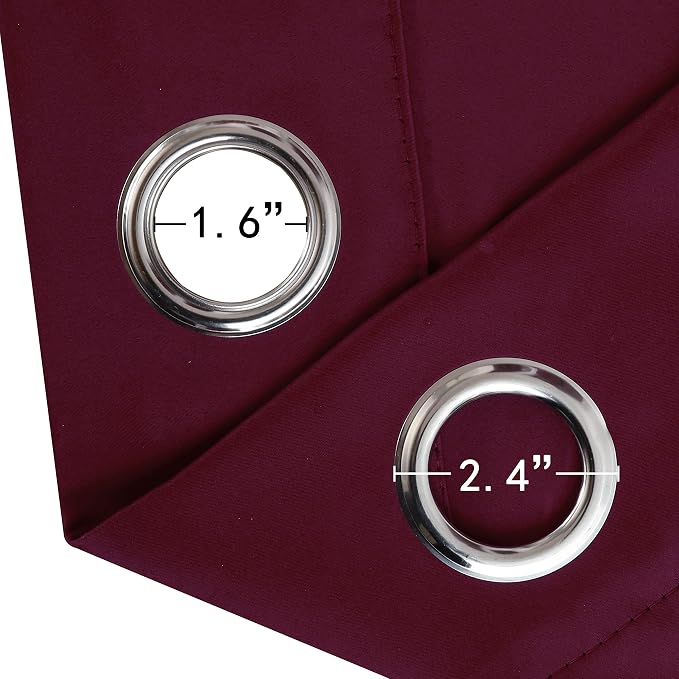LEMOMO Burgundy Blackout Curtains 38 x 54 Inch Length/Set of 2 Curtain - Image 6