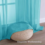 Lecloud Turquoise Sheer Curtains 96 Inches Long 2 Pcs, Light Filtering Window - Image 7