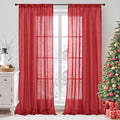 BGment Red Linen Curtains 90 Inch Length by BGment