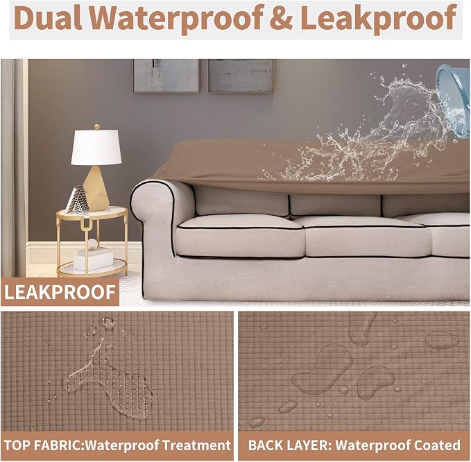 Easy-Going 100% Waterproof Oversized Loveseat Couch Cover, Dual Waterproof Sofa - Image 3