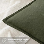 MIULEE Decorative Linen Pillow Covers 18x18 Inch Dark Olive Green Boho - Image 2
