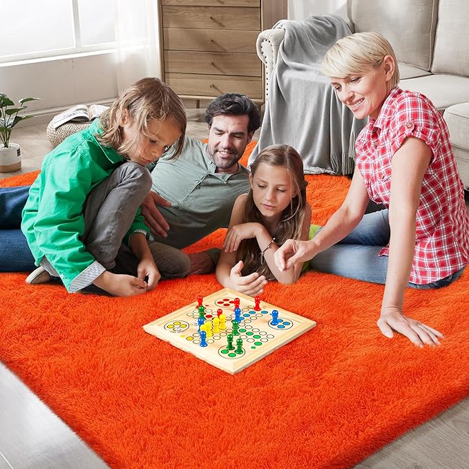 Orange Shag Area Rugs for Bedroom Living Room, 8X10 Ultra Soft Fluffy Area Rugs - Image 2