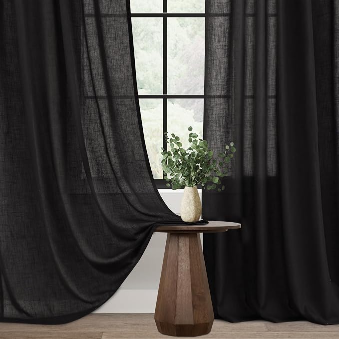 Black Linen Curtains 144 inches Long - Image 4
