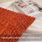 Pack of 2 Corduroy Decorative Throw Pillow Covers 18x18 InchSoft Striped Pillow - Image 2