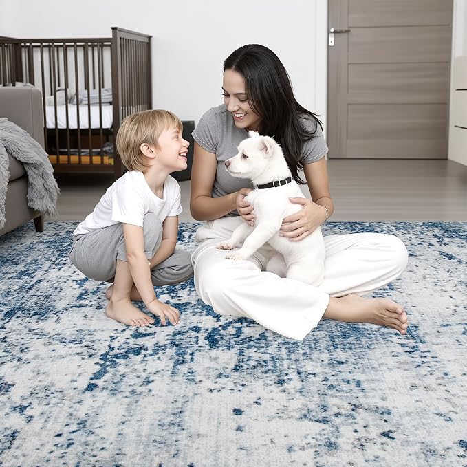 10x14 Area Rug Living Room Rug: Washable Modern Abstract Soft Thin Rug Indoor - Image 8