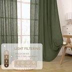 LAMIT Christmas Short Linen Curtains 36 Inch Length 2 Panels, Olive Green Light - Image 4