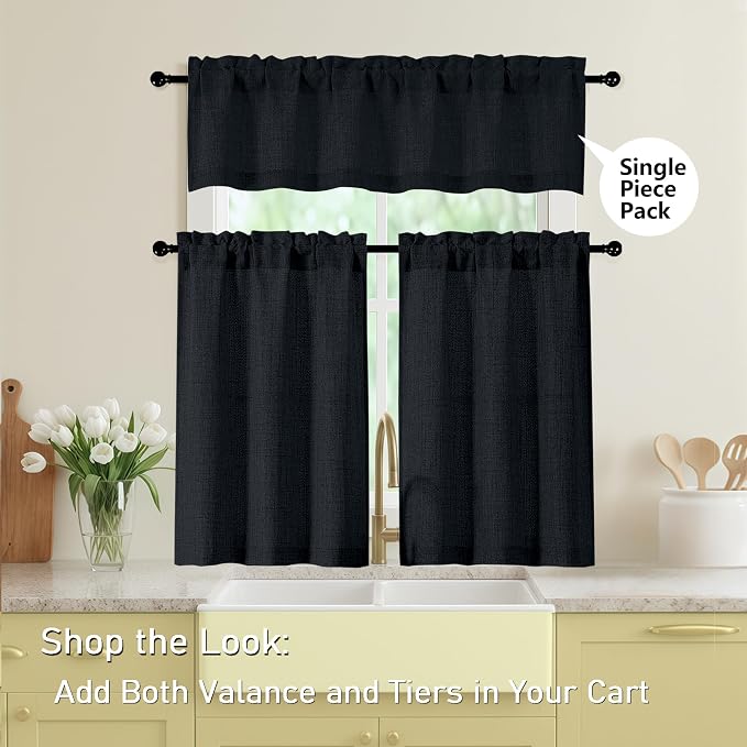 Valances for Windows, Light Filtering Faux Linen Textured Small Short Window - Image 6