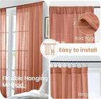 BGment Terracotta Short Linen Curtains 48 Inch Length, Burnt Orange Light - Image 6