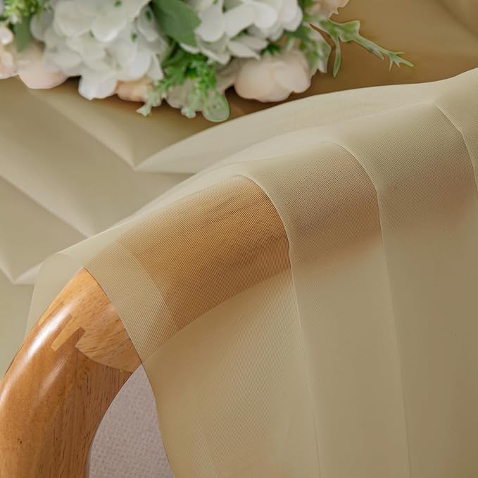 OWENIE Gold Sheer Curtains 78 Inch Length 2 Panels Set, Light Filtering Voile - Image 4