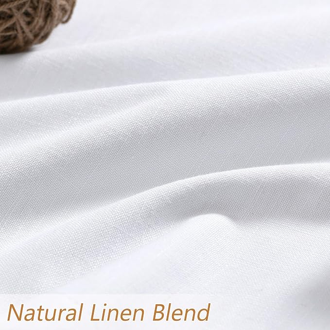 Guken White 100% Blackout Linen Curtains 52 Inch Wide by 130 Inch - Image 3