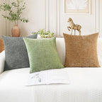 CaliTime Throw Pillow Covers Decorative 24 X 24 Inches Pack of 2 Cozy Chenille - Image 5