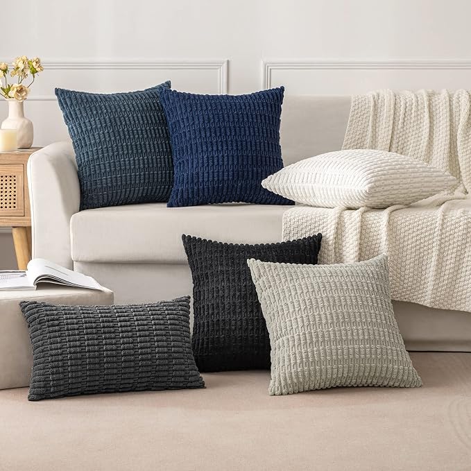 MIULEE Pack of 2 Corduroy Decorative Euro Sham Throw Pillow Covers 24x24 Inch - Image 3