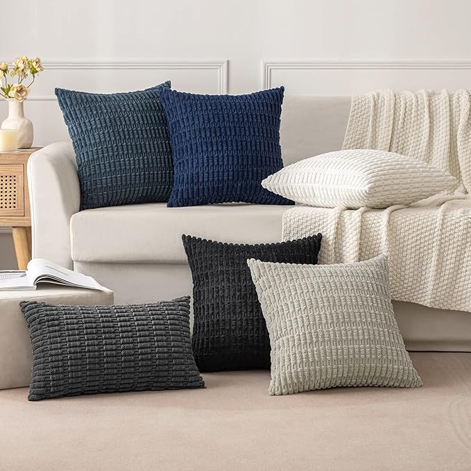 MIULEE Pack of 2 Corduroy Decorative Euro Sham Throw Pillow Covers 26x26 Inch - Image 2