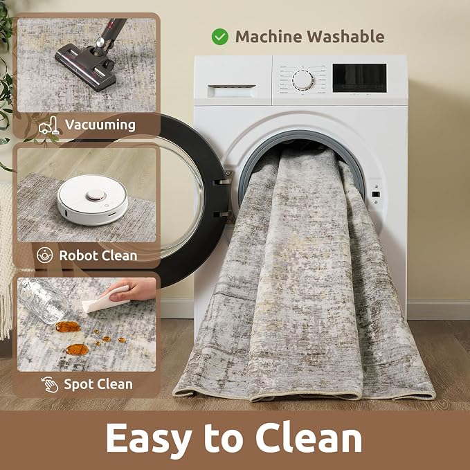 4 x 6 Area Rugs for Living Room, Machine Washable Non Slip Rug Ultra Soft Low - Image 6