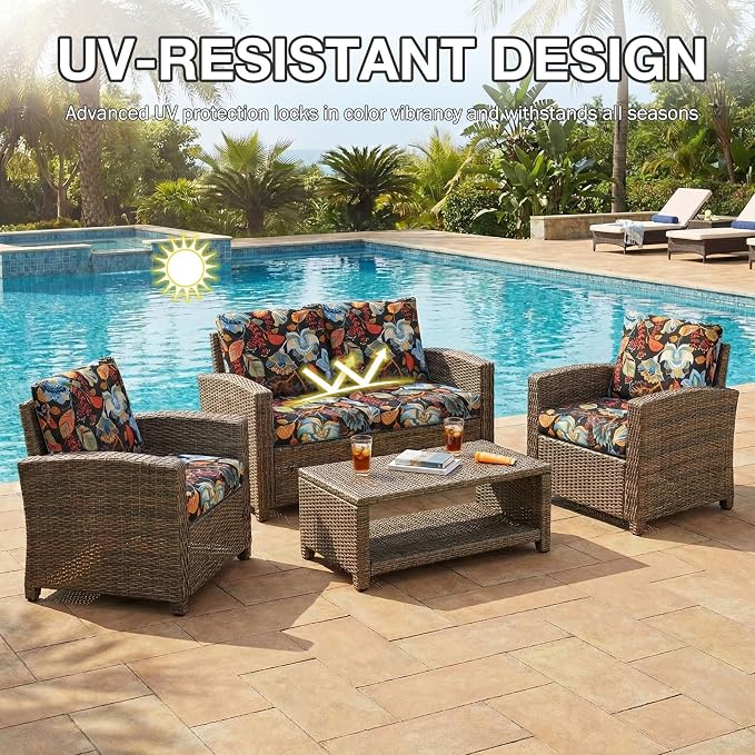 hyha 12Pcs Patio Cushion Covers, Stretch Outdoor Couch Cushion Covers - Image 6