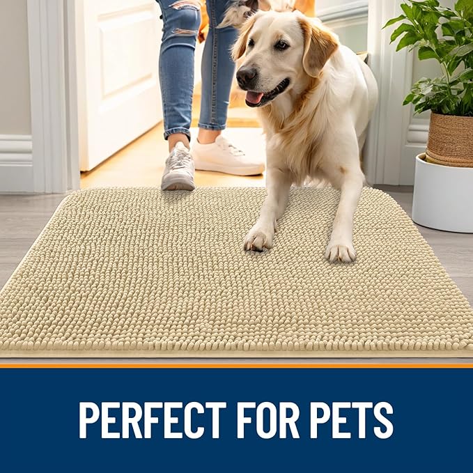 OLANLY Dog Door Mat for Muddy Paws 35x24, Absorbs Moisture and Dirt, Absorbent - Image 6