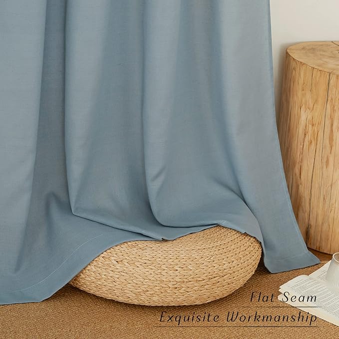 NICETOWN Linen Flax Semi Sheer Curtains 94" Length, Grommet Window Treatments - Image 2