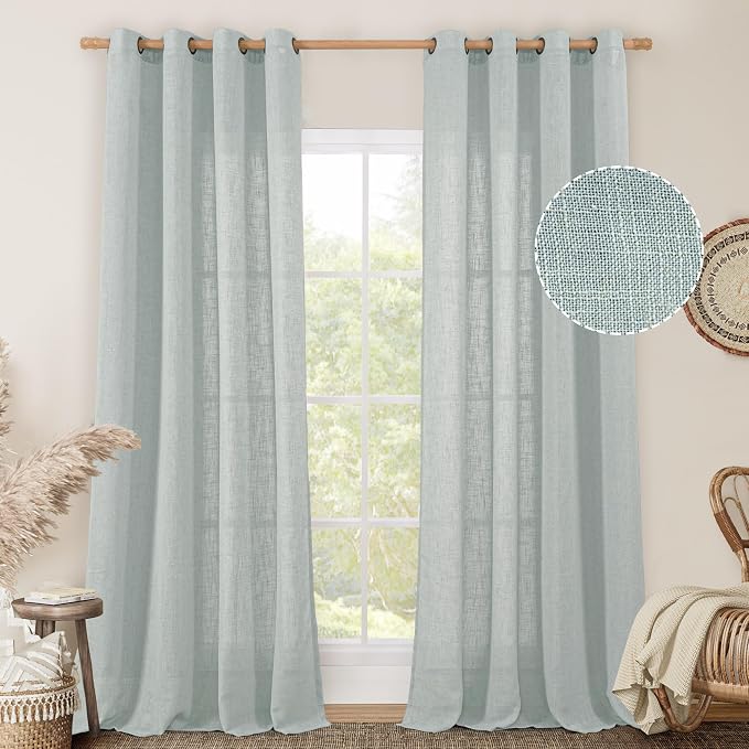 LAMIT Living Room Linen Curtains 90 Inch by LAMIT