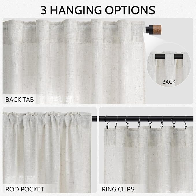 Nanspring Natural Linen Curtains 72 Inches Long - Image 2