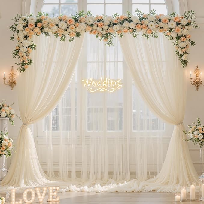 20ft x 15ft Champagne Tulle Backdrop Curtain - Image 2
