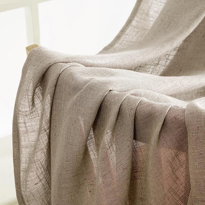MIULEE Taupe Grey Linen Curtains 72 Inch Length 2 Panels - Image 6