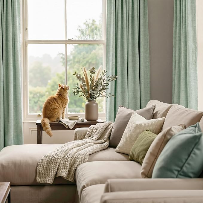 RYB HOME Sage Green 100% Blackout Curtains 84 inches Long, Thermal Insulated - Image 6