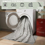 Grey White Area Rugs 10x14 Living Room, Non Slip Machine Washable Floral Rugs - Image 5