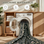 3x5 Area Rugs Living Room Rug: Washable Vintage Boho Medallion Rug No Slip - Image 6