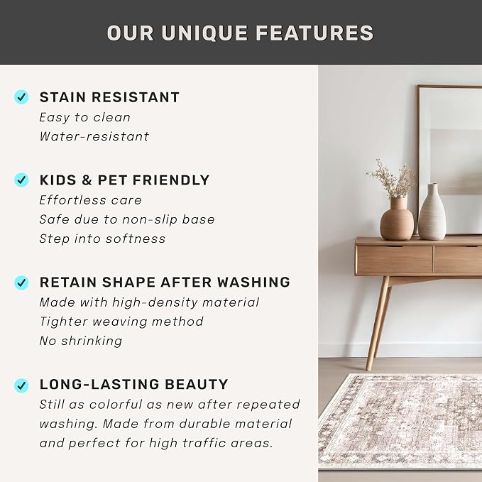 Hazo Haus Boho 2x7 Long Runner, Neutral Farmhouse Hallway Rug, Small Throw - Image 7
