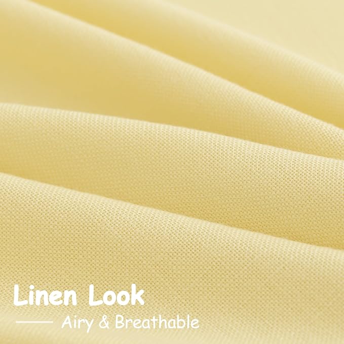 Nanspring Yellow Linen Semi Sheer Curtains 72 Inch Length - Image 5