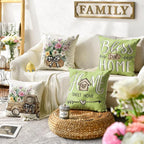 AVOIN colorlife Bless Our Home Eucalyptus Leaves Throw Pillow Covers, 20 x 20 - Image 2