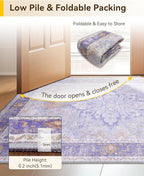 Area Rugs 6'x9' Washable Non-Slip, Floral Vintage Distress Print Pattern - Image 6