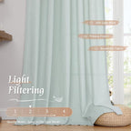 LAMIT 48 Inch Short Window Linen Curtains, Soft Faux Linen Light Filtering - Image 4