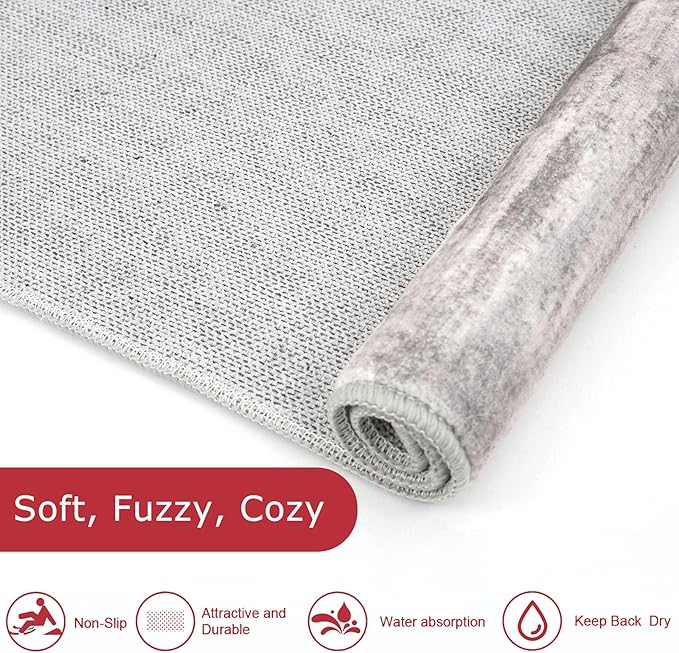 KOZYFLY Modern Abstract Hallway Runner, 2x12 Washable Rug Runner Non-Slip Soft - Image 5