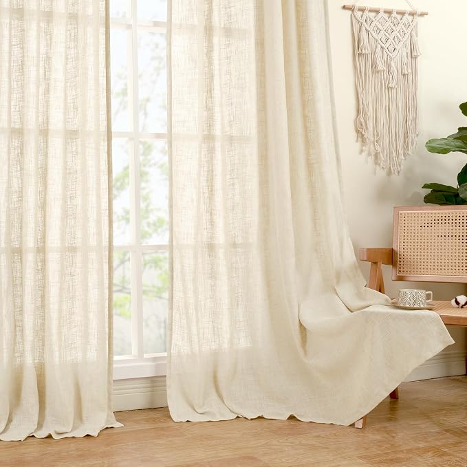 LAMIT Short Window Linen Curtains 48 Inch Length 2 Panels, 34 x 48 Inch - Image 9