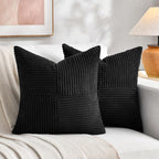 Fancy Homi 2 Packs Black Euro Decorative Throw Pillow Covers 28x28 Inch by Fancy+Homi