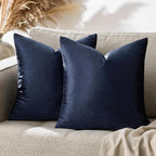 GIGIZAZA Navy Blue Velvet Pillow Covers 22x22, Square Solid Throw Pillow Covers - Image 6