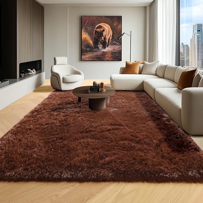 ONASAR Brown Rugs for Living Room Bedroom, 5x8 Fluffy Bedside Area Rug - Image 5