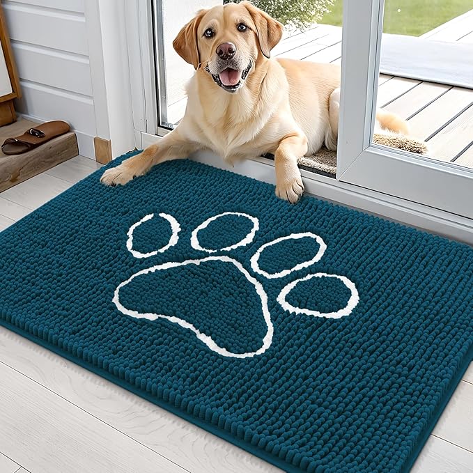 OLANLY Dog Door Mat for Muddy Paws 35x24, Paw Print Design, Absorbs Moisture by OLANLY
