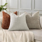 decorUhome Light Brown Chenille Euro Sham Throw Pillow Covers 24x24 Set of 2 - Image 4