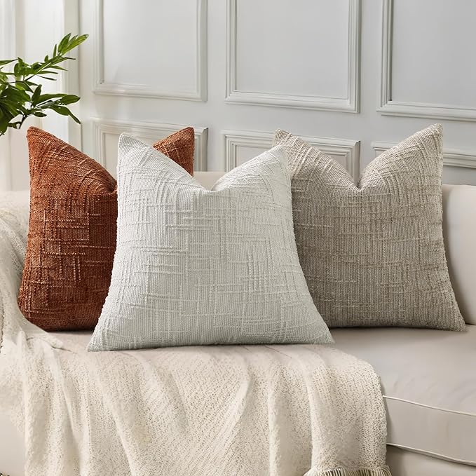 decorUhome Light Brown Chenille Euro Sham Throw Pillow Covers 24x24 Set of 2 - Image 4