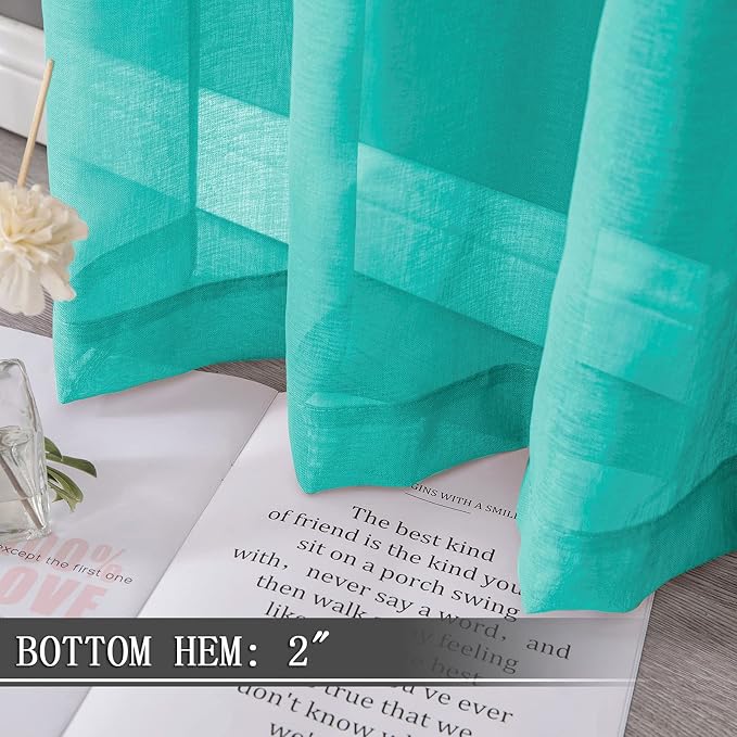 Tollpiz Sheer Curtains Linen Textured Living Room Curtain Sheers Light - Image 4