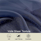 Sheer Navy Blue Curtains for Bedroom Living Room 54 Inch Length 2 Panels Set - Image 3