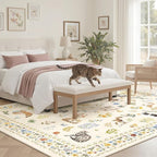Soalmost Cat 6x9 Area Rugs for Living Room, Machine Washable Animal Floral - Image 3