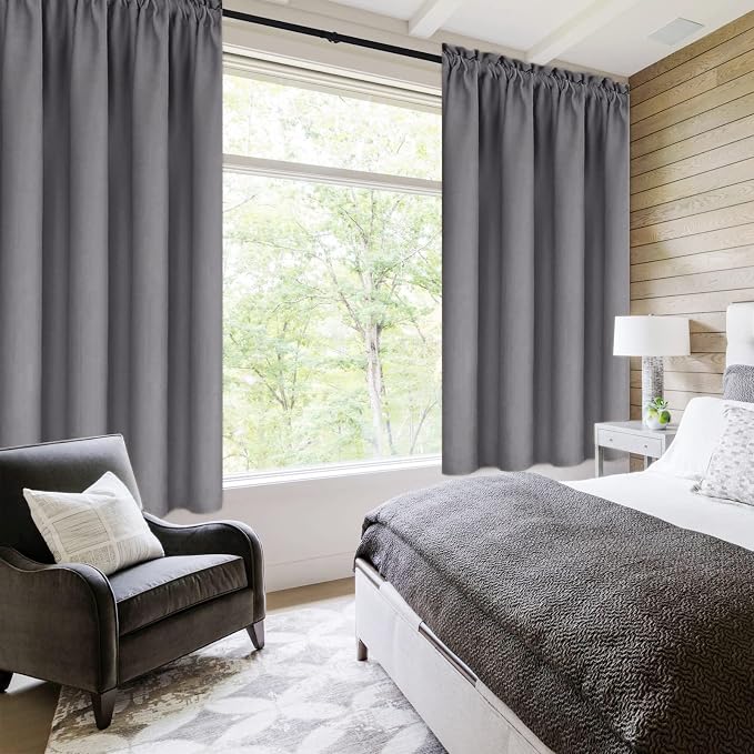DWCN Grey Blackout Curtains for Bedroom – Rod Pocket Thermal Insulated Energy - Image 2