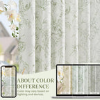 jinchan Floral Curtains 63 Inch Length Sage Green Flower Linen Farmhouse Curtain - Image 6